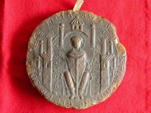 Ältestes Mainzer Stadtsiegel um 1140/1150 mit Heiligem Martin in der Mitte
