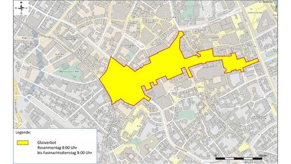 Glasverbotszone Rosenmontag  3. März 2025