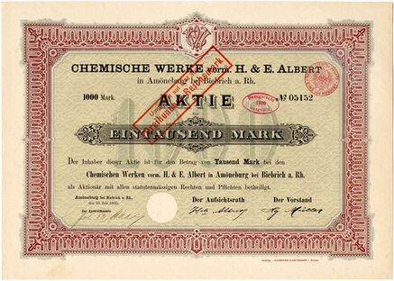 Chemische Werke vorm H.& E. Albert, Amoeneburg bei Biebrich