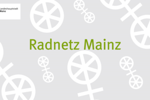 Grüner Text auf grauem Grund "Radnetz Mainz". © fahrRad Büro