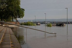 Überflutung Uferpromenade Mainz, Juni 2024 © Wirtschaftsbetrieb Mainz