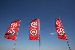 Fahnen im Wind mit dem Mainzer Wappen &copy; Landeshauptstadt Mainz